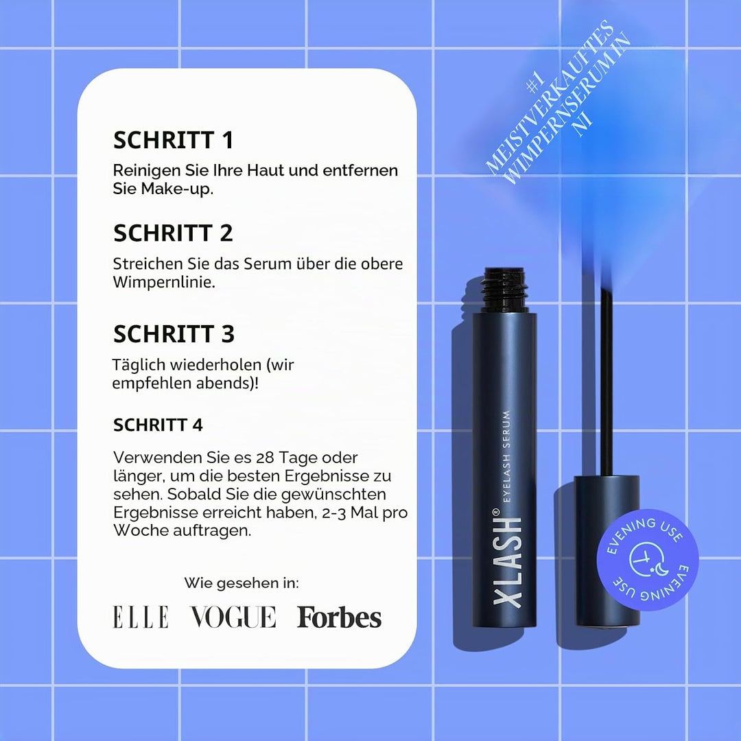Xlash Wimpernserum Ohne Hormone 3 ml - Längere Wimpern in 30 Tagen - Skandinaviens Meistverkauftes L
