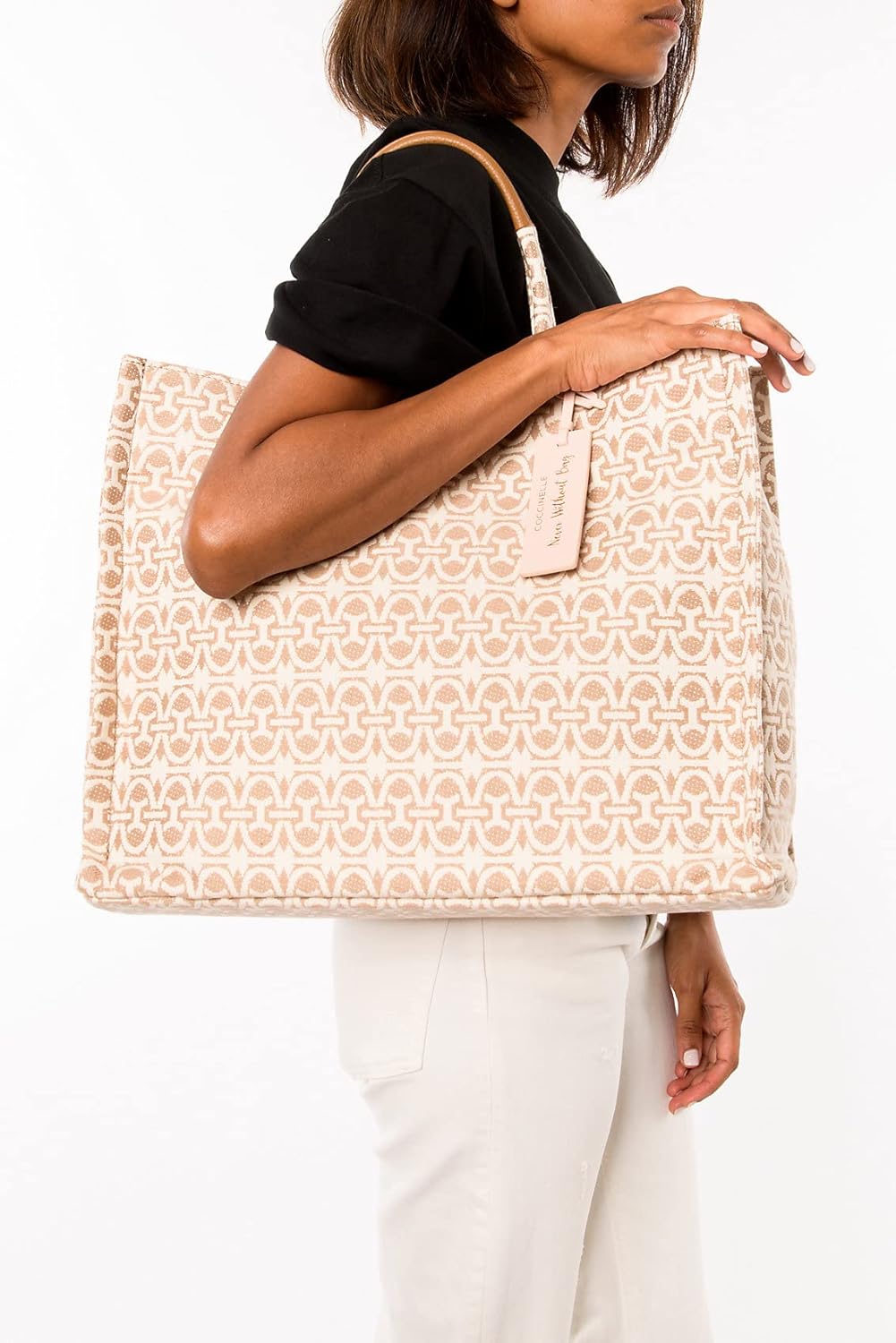 Never Without Bag Jacquar Jacquard Fabric/grained Leather Shiny Nickel Shopper