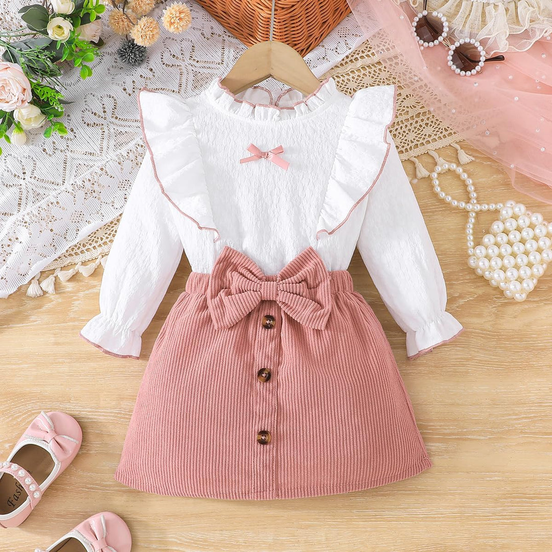 Kleinkind Baby Mädchen Outfits Ruffle Rollkragen Langarm Shirt + Bowknot Mini Rock 2 Stück Herbst Wi
