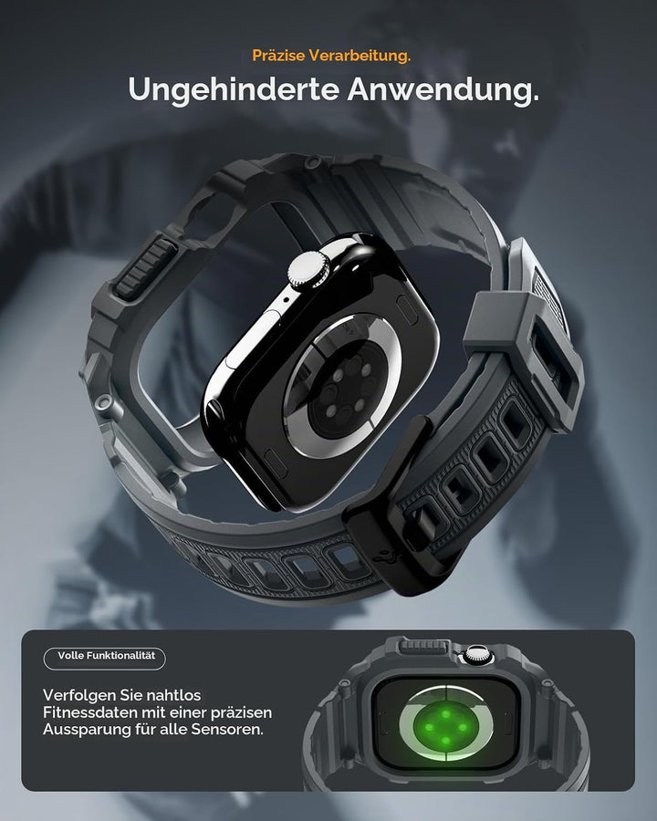 Spigen Rugged Armor Pro 2 Hülle mit Band für Apple Watch 11/10 46mm | TPU-Unibody-Hülle mit Armband,