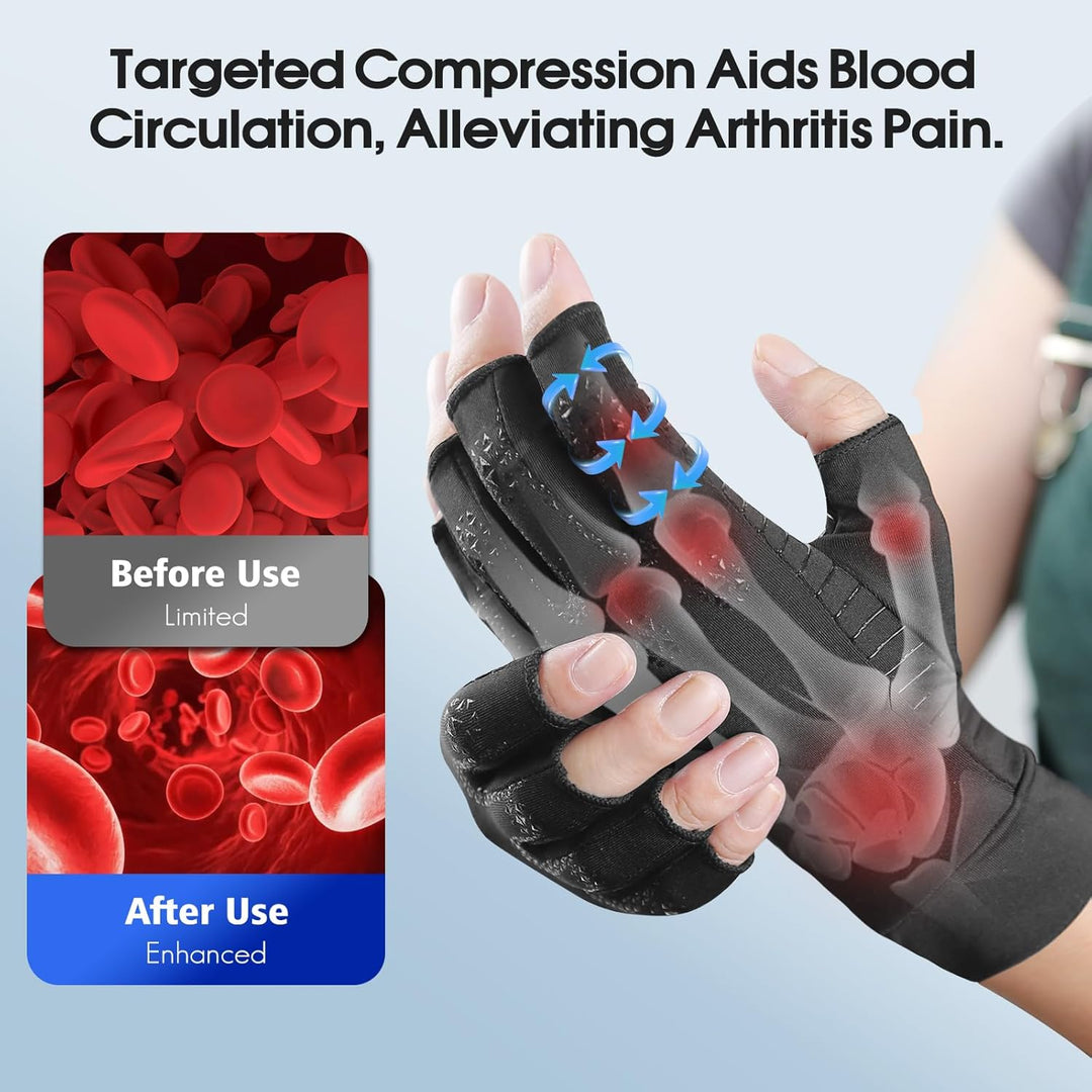 Donfri 2 Paar Kupfer- Arthritis-Kompressionshandschuhe Damen Herren Schwarz (M) M Schwarz (2 Paar),