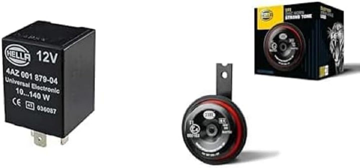 HELLA 4AZ 001 879-041 Blinkgeber - 12V - 3-polig - Anbau - mit Halter & 3AL 922 000-951 Horn - S90-1