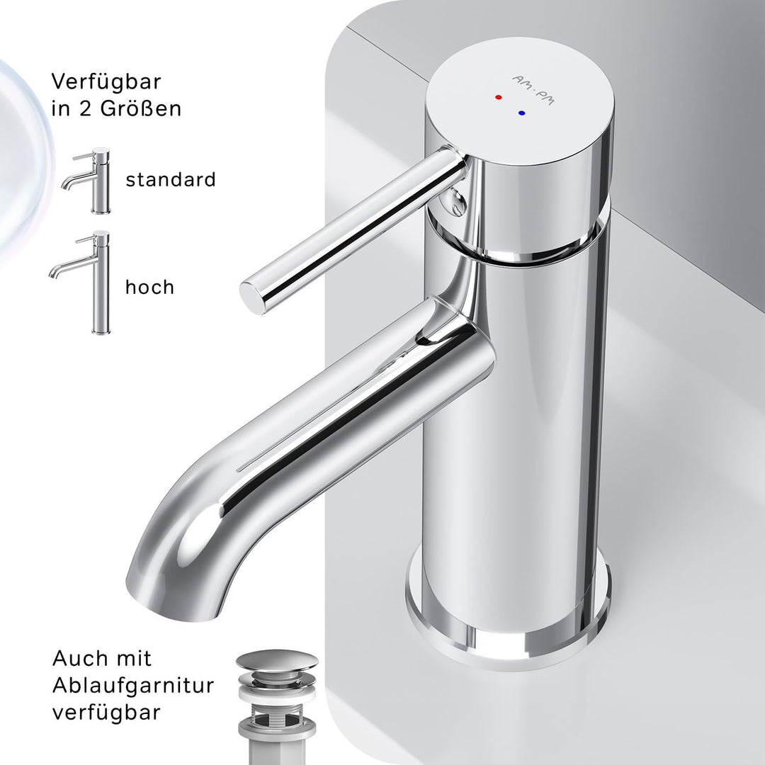 Wasserhahn Bad, Waschtischarmatur Chrom, Badarmatur aus Messing, Waschbecken Armatur Badezimmer, Ein