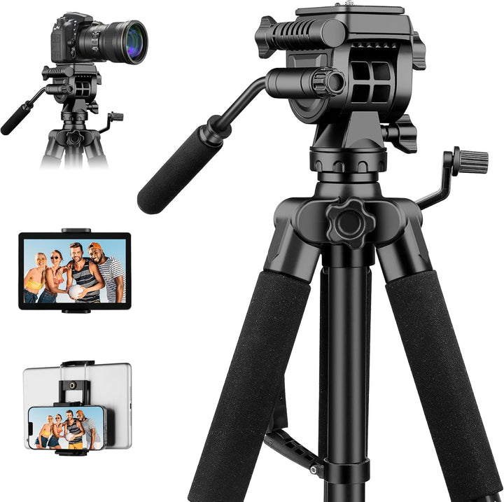 JOILCAN Kamera Stativ Ständer 190cm, Leichtes Dreibeinstativ mit Handy/Tablette Halterung für Smartp