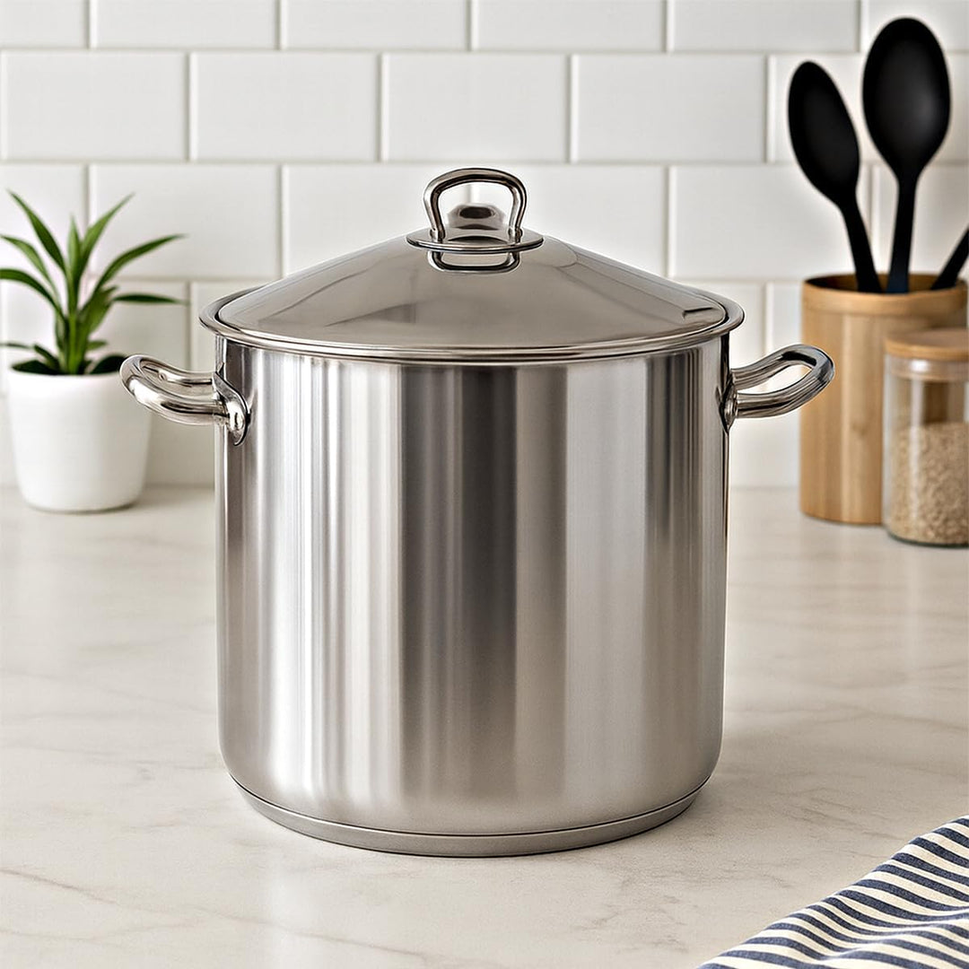 XXL Edelstahl Suppentopf mit Deckel – 21L 37L 50L – Induktion geeignet – grosser Gastronomie Kochtop