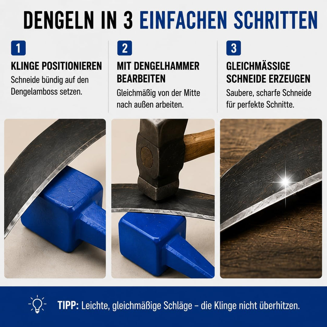 Dengelamboss Flach Geschmiedet zum Dengeln von Sensenklingen, Schräger Amboss, gerader Amboss, Sense