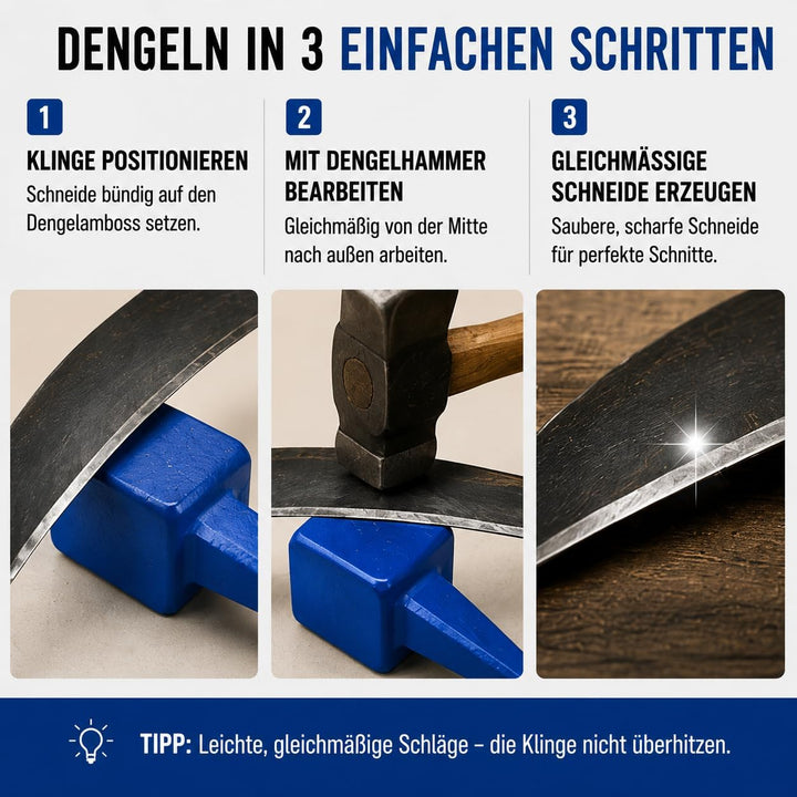 Dengelamboss Flach Geschmiedet zum Dengeln von Sensenklingen, Schräger Amboss, gerader Amboss, Sense