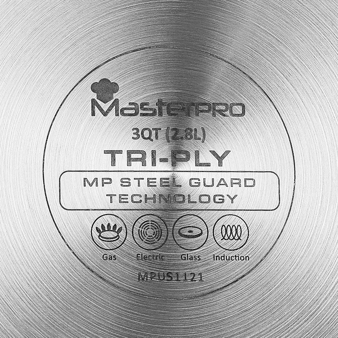 MasterPRO GIRO - 10-tlg. 3-PLY Hybrid Edelstahl Kochgeschirr-Set - Topf, Pfannen & Stielkasserolen -