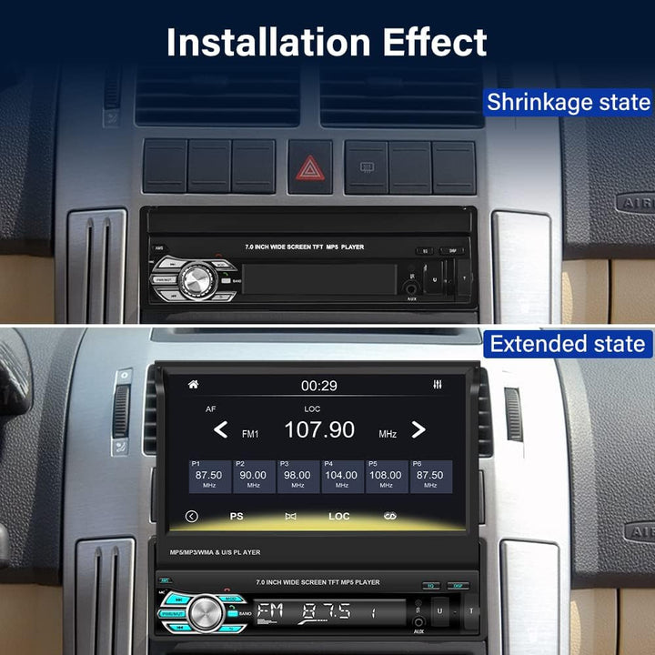 Autoradio Carplay 1 DIN Android Auto Bluetooth 1 Din Autoradio mit 7 Zoll Bildschirm Ausfahrbarem Di