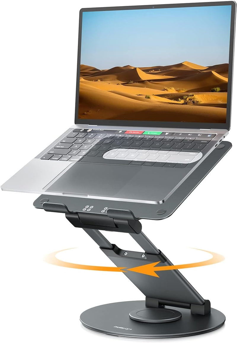 NULAXY Ausziehbare Laptop Ständer mit 360 Drehbarer Basis, Ergonomischer Laptopständer Höhenverstell