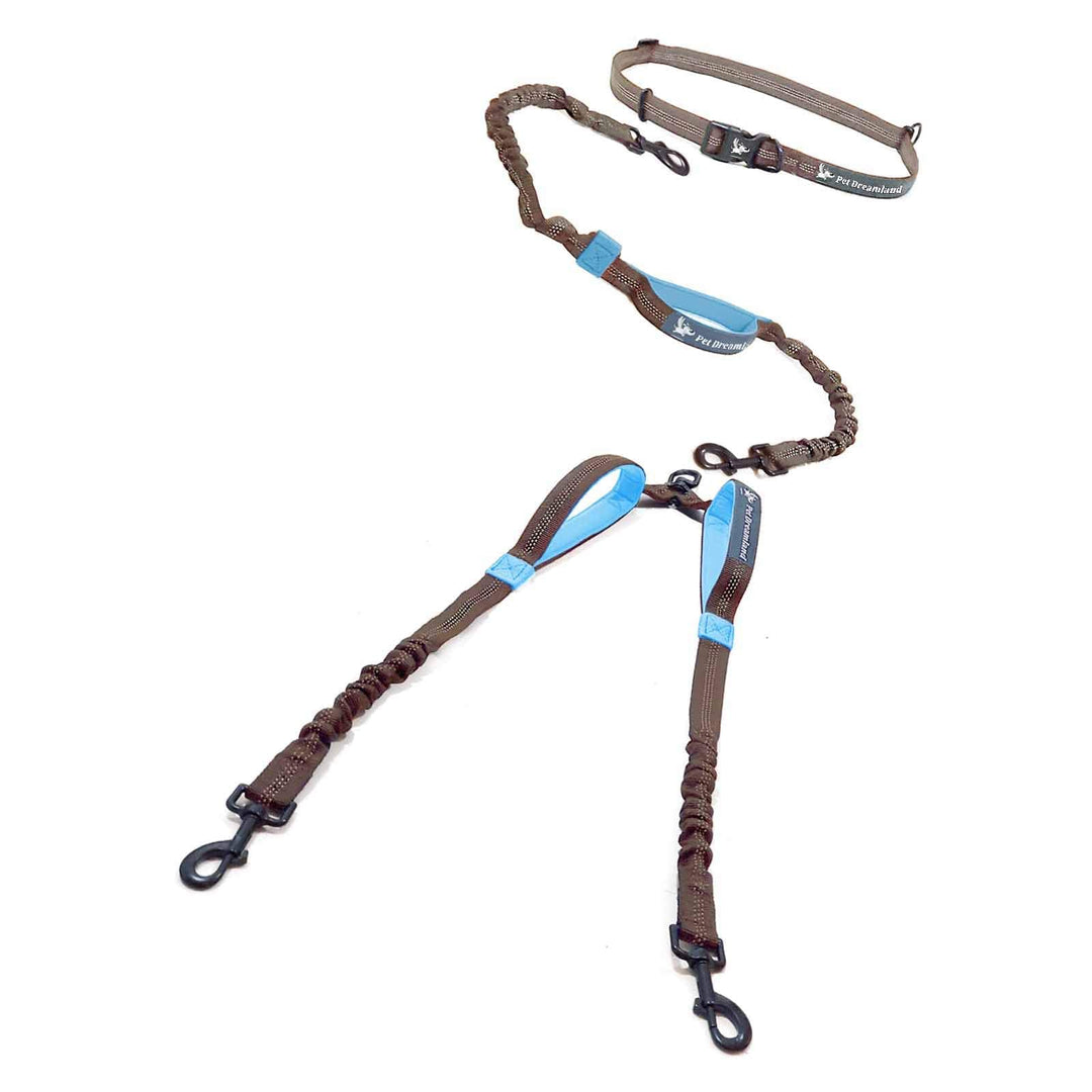 Double Dog Leash for Big Dogs - Two Dogs Coupler Hands Free No Pull Tandem Dual Leash for Large Dogs