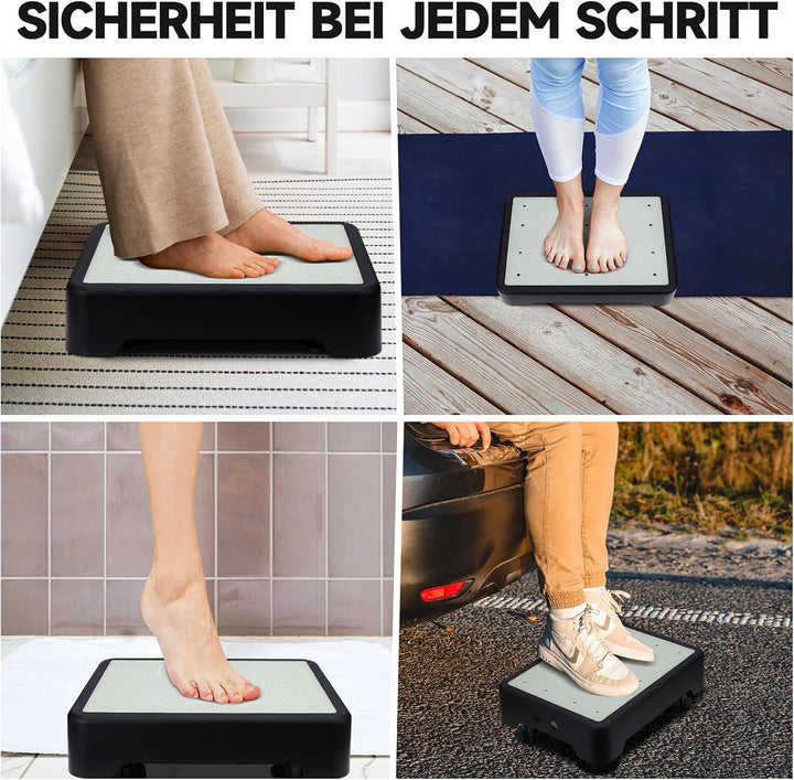 rutschfest Halbstufe bis 250 kg Tritthocker Nachleuchtende | 3-Stufig Höhenverstellbarer Trittstufe