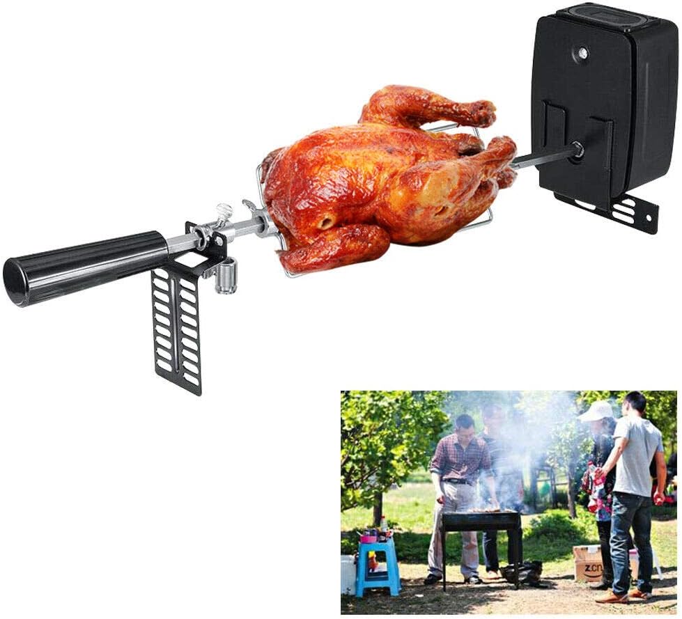 Grillspiess Mit Motor, Elektrischer Grill für Haushalte (Batterietyp), Grillspiesse Edelstahl, Tragb