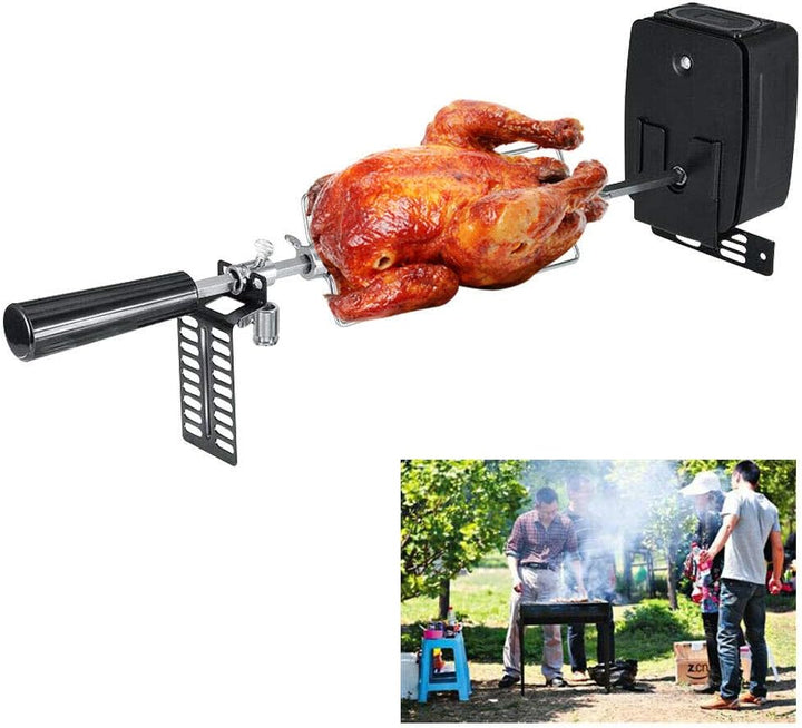Grillspiess Mit Motor, Elektrischer Grill für Haushalte (Batterietyp), Grillspiesse Edelstahl, Tragb