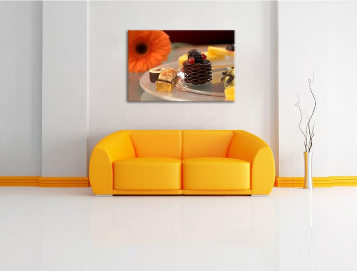 Pixxprint appetitliche Desserts auf Leinwand, XXL riesige Bilder fertig gerahmt mit Keilrahmen, Kuns
