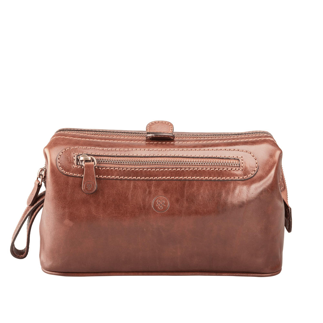 Maxwell-Scott Luxus Leder Kulturtasche (DunoL), Cognac, large Cognac Braun, Cognac Braun