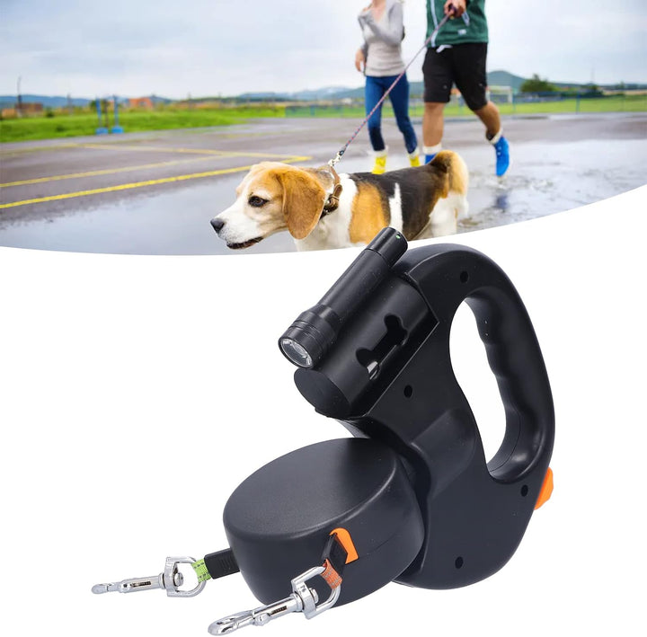Rollleine Hundeleine,360° drehbare einziehbare Hundeleine für 2 Hunde mit 3 Meter Länge,,Taschenlamp