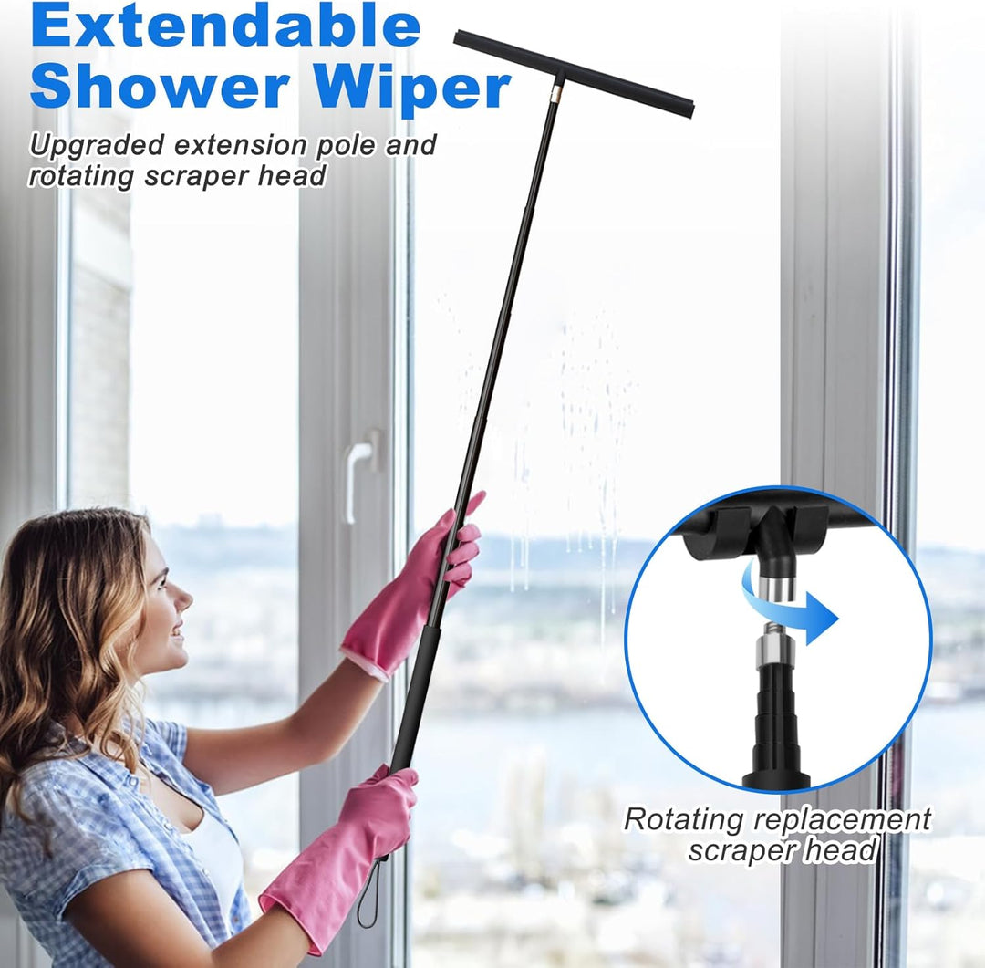 Duschabzieher Langer Stiel, 30-120cm Verstellbarer Wasserschieber Silikon Bodenabzieher mit Halterun
