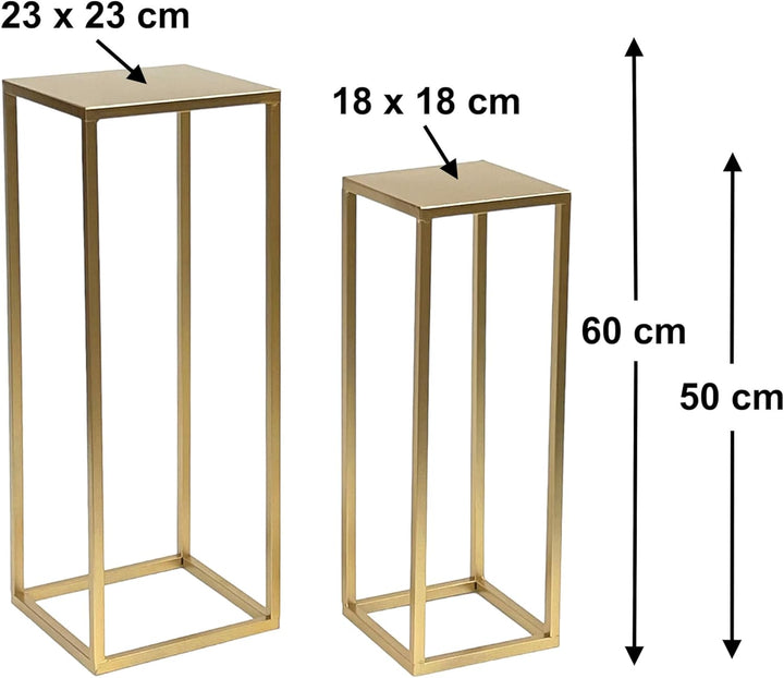 DanDiBo Blumenhocker Metall Gold Eckig Blumenständer Beistelltisch 96506 2er Set Blumensäule Modern