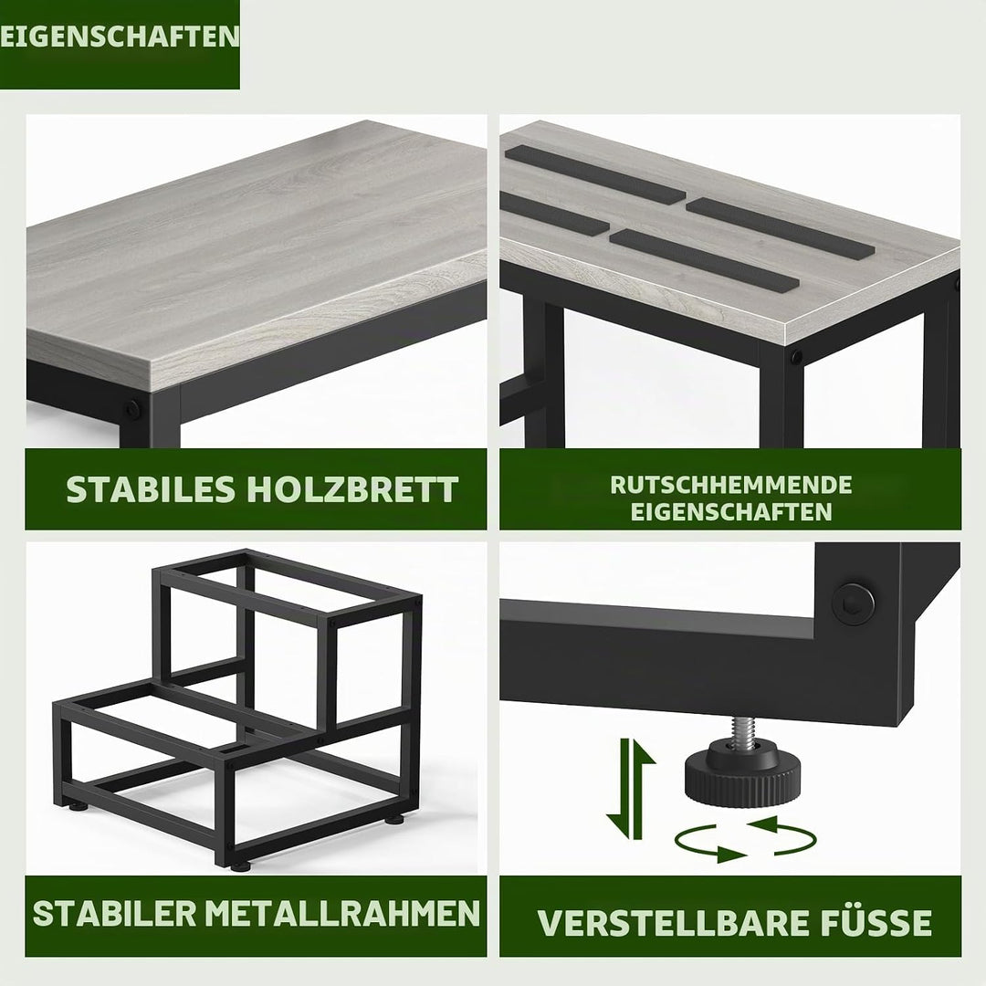 LIANTRAL 2-stufige Tritthocker für Erwachsene & Kinder, Schwere Holz-Tritthocker mit 220 kg Tragkraf
