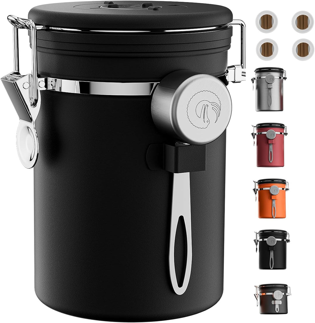 Coffee Gator Kaffeedose Edelstahl, Luftdicht Vorratsdose mit Deckel, Datum Tracker, CO2-Freigabevent