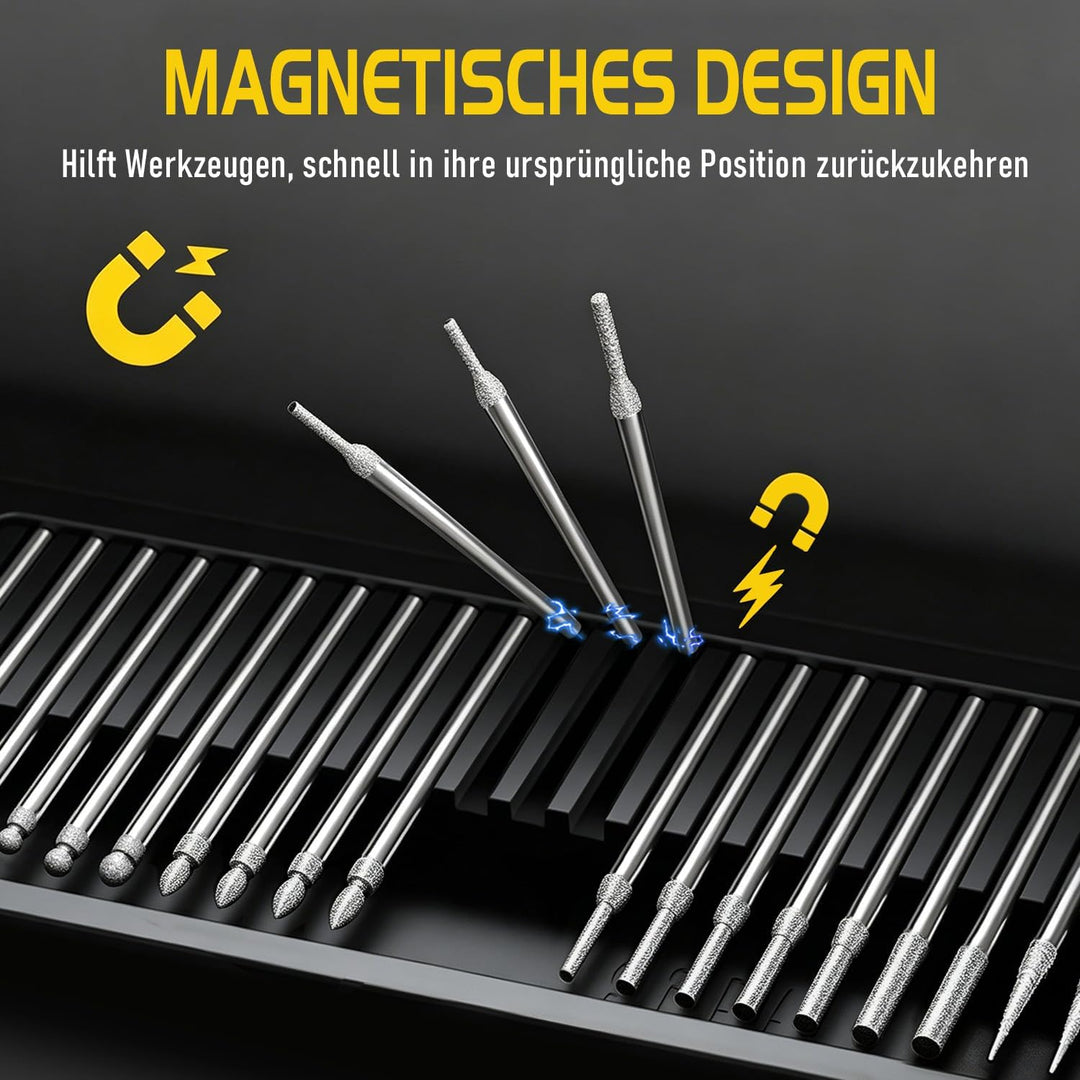 Gravierstift Akku mit Magnetbox, 5V Gravur Stift Kabellos 3 Gänge Mini Schleifer für Holz Glas Metal