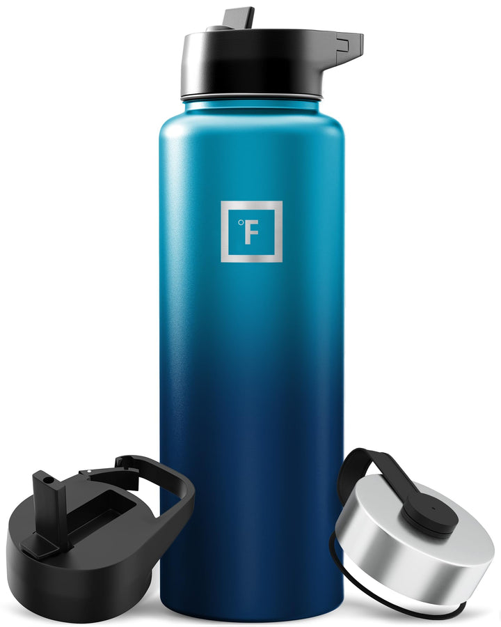 Edelstahl Trinkflasche mit Strohhalm - 650/950/1200/1800 ml - Kohlensäure Geeignet Auslaufsicher Dop