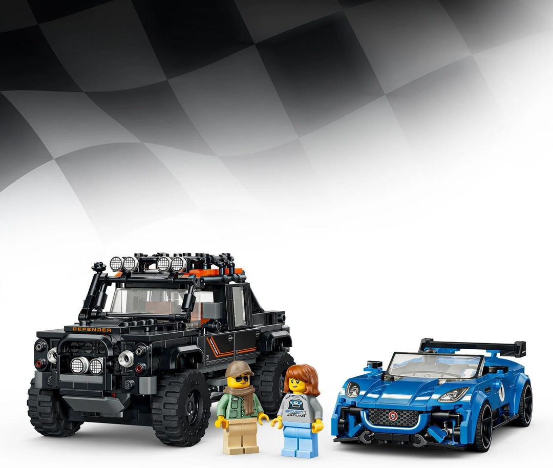 LEGO Speed Champions Jaguar Project 7 &amp; Land Rover Defender - Bauset mit 2 Spielzeugautos und 2 Mini