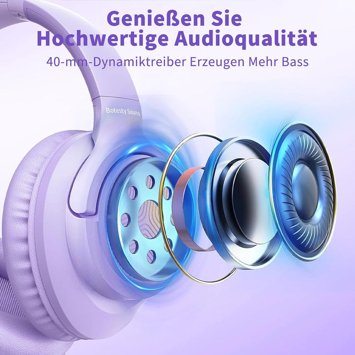Kopfhörer mit Kabel und Mikrofon, Over-Ear Kabelkopfhörer mit 3,5mm Klinkenstecker, Faltbar Kabelgeb