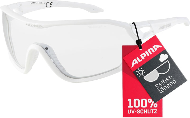 ALPINA S-WAY V - Selbsttönende, Bruchfeste & Beschlagfreie Sport- & Fahrradbrille Mit 100% UV-Schutz