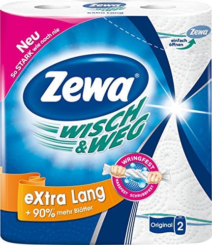 Zewa Wisch und Weg Riesen Küchenrollen Extra Lang, saugstarke Wischtücher, 3 x 2 Rollen (6 x 72 Blat