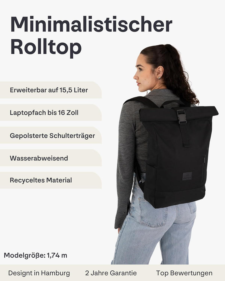 Johnny Urban Rucksack Damen & Herren - Robin Medium - Rolltop Mit Laptopfach für Uni Business Fahrra