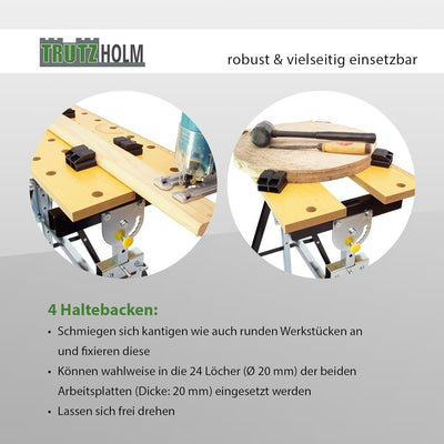 TrutzHolm® Werkbank klappbar höhenverstellbar Werktisch Spanntisch Arbeitstisch bis 100kg