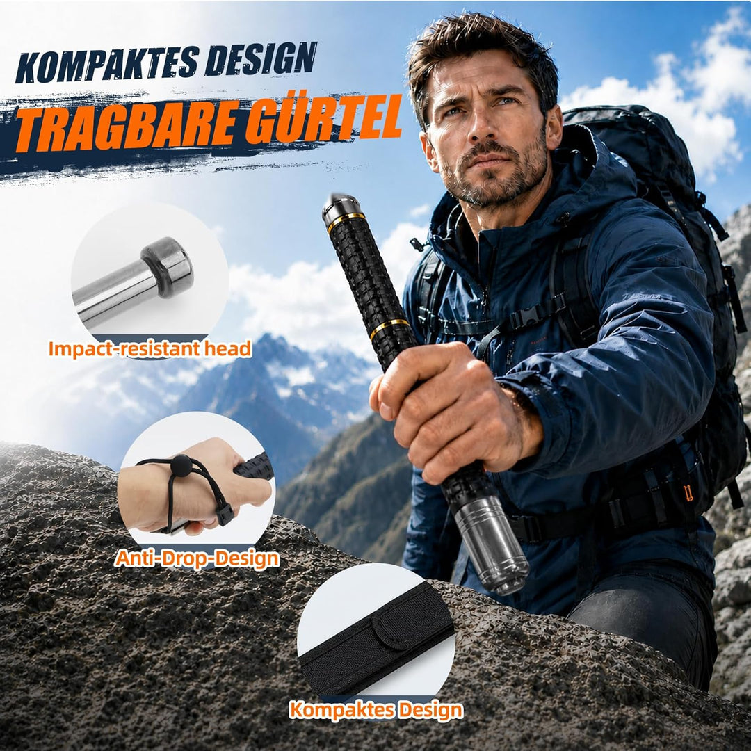 Teleskop-Einsatzstab & Faltbarer Wanderstock mit Gürteltasche Multifunktionaler Wanderstab 36-100cm