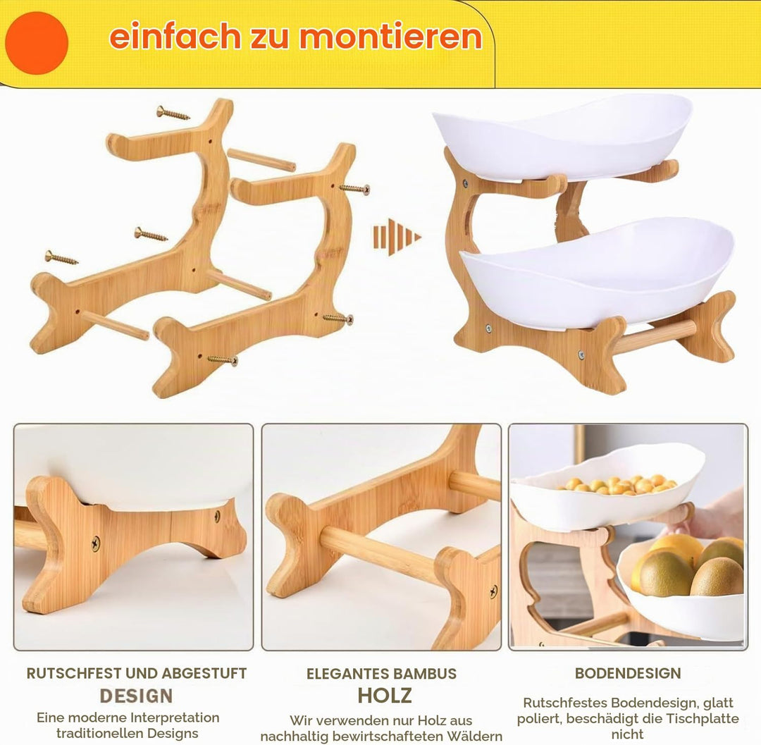 Obst Etagere Kunststoff Obstschale - Bruchsicher Kunststoffschalen mit 2 Etagen Kunststoff Obsttelle