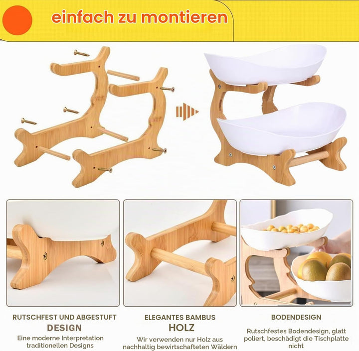 Obst Etagere Kunststoff Obstschale - Bruchsicher Kunststoffschalen mit 2 Etagen Kunststoff Obsttelle