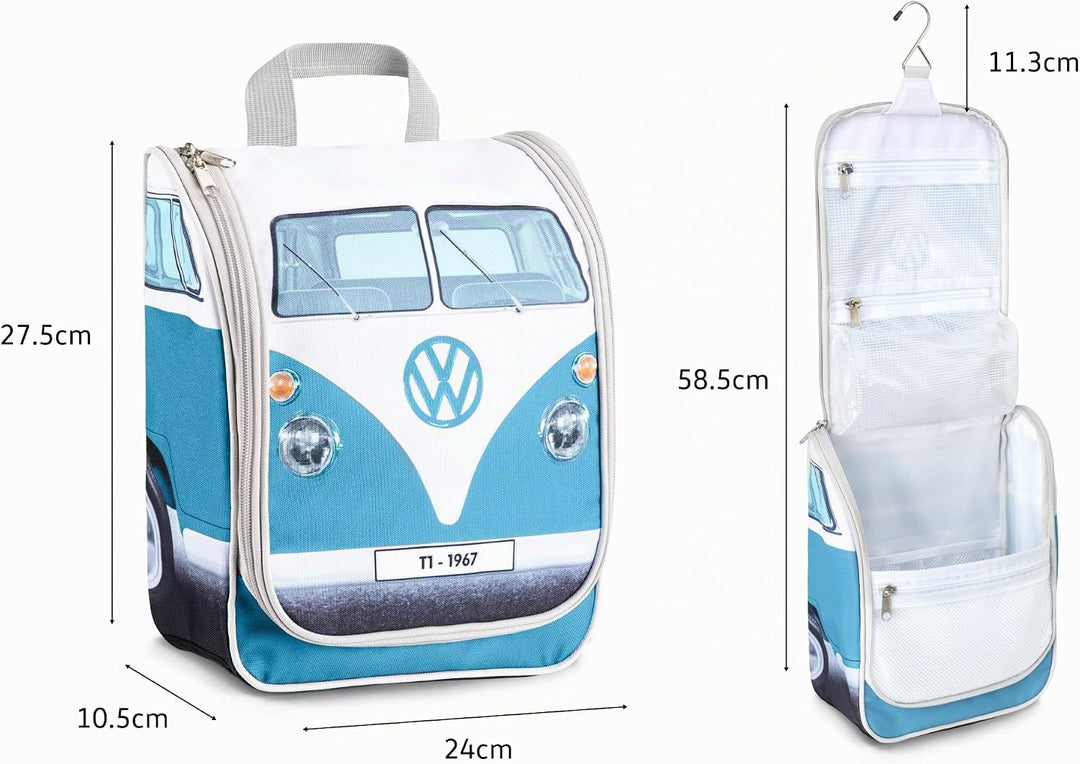 VW Collection - Volkswagen Aufhängbarer Kulturbeutel-Bad-Hänge-Reise-Wasch-Tasche im VW T1 Bulli Bus