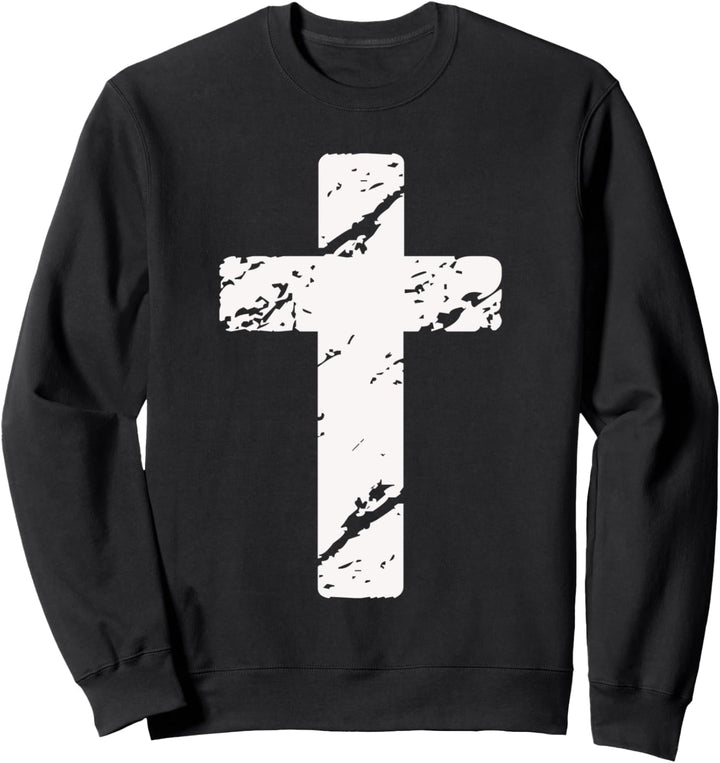 Rustic Vintage Grunge Distressed Cross - Christian Faith Sweatshirt