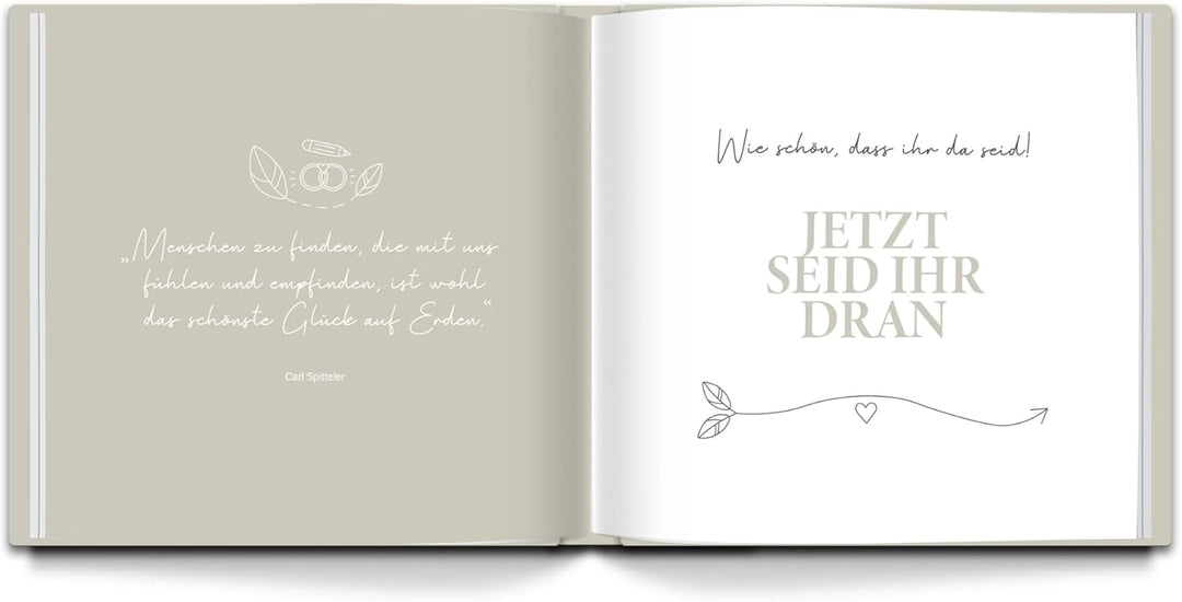 LEAF & GOLD® Gästebuch Hochzeit I Edles Hochzeitsgästebuch mit Fragen I Gästebuch zum Ausfüllen mit