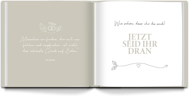 LEAF & GOLD® Gästebuch Hochzeit I Edles Hochzeitsgästebuch mit Fragen I Gästebuch zum Ausfüllen mit
