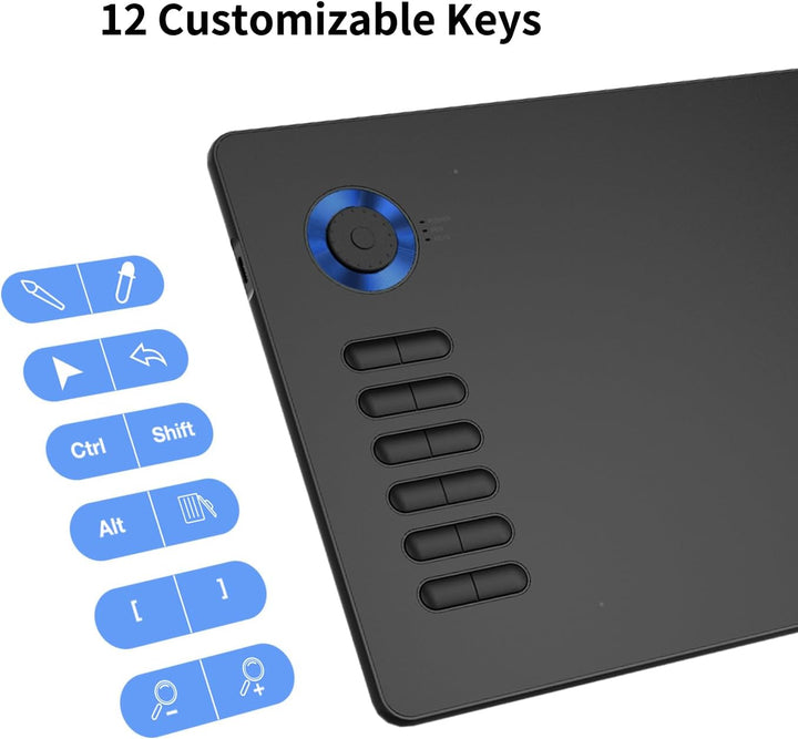 Grafiktablett für PC VEIKK A15 Pro, 10x6 Zoll Zeichentablett mit batterielosem Stift und 12 Express-