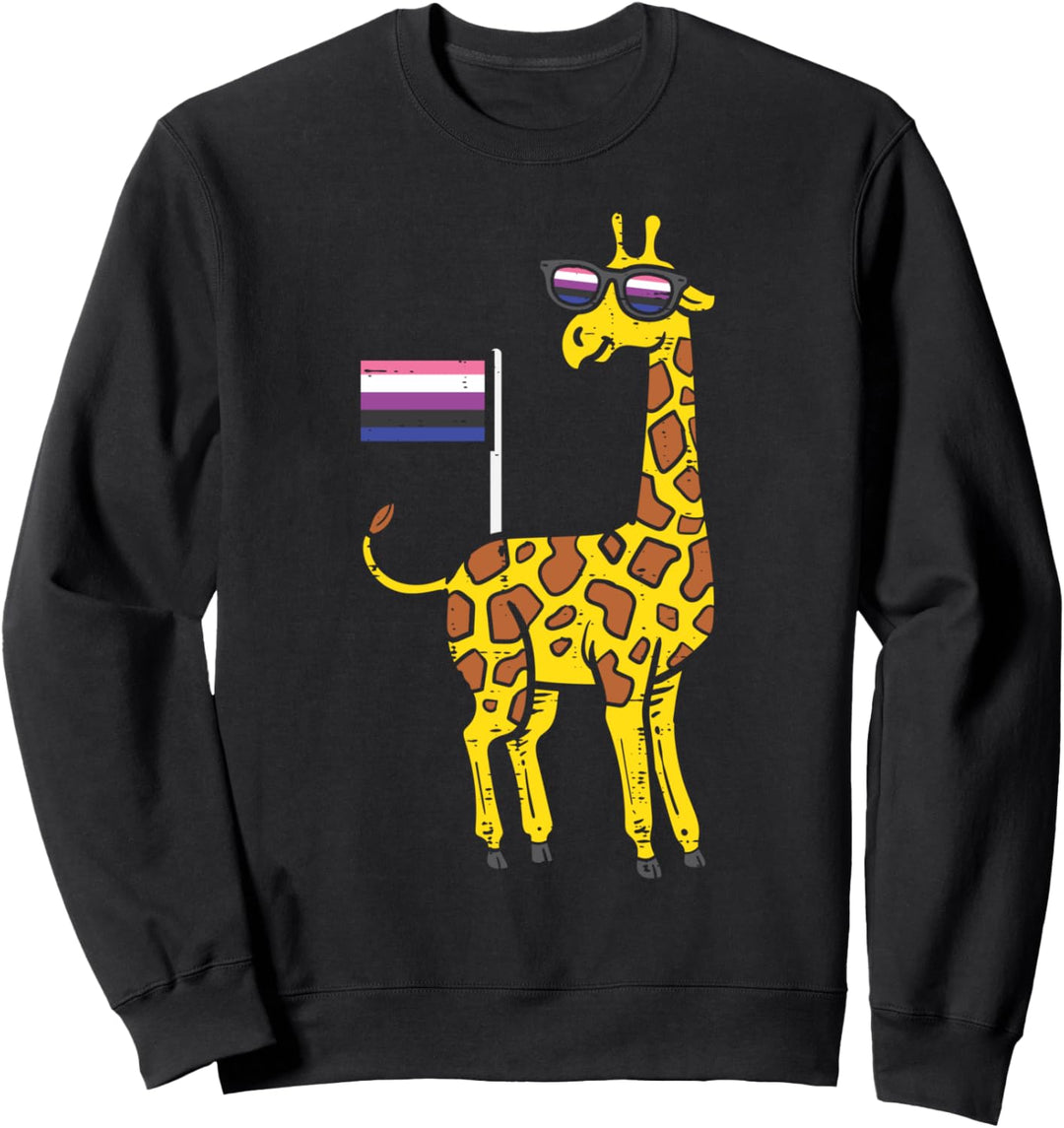 Giraffe Animal LGBTQ Genderfluid Flag Non-Binary Men Women Sweatshirt