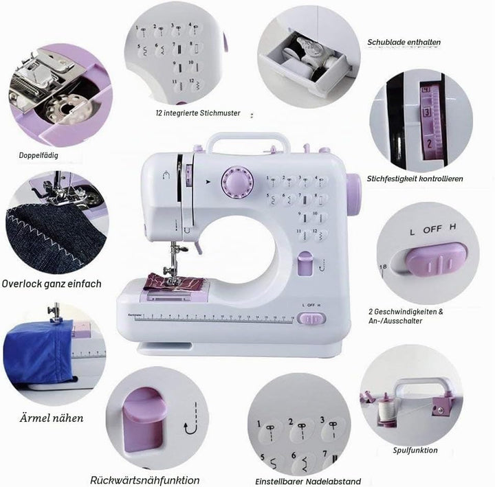 12-Stich-Multifunktionsnähmaschine, Haushaltsnähmaschine, elektrische Nähmaschine, tragbare Nähmasch