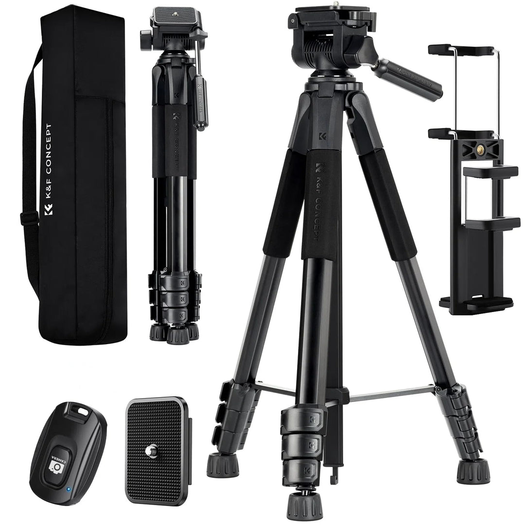 K&F CONCEPT Kamerastativ S254A3+BV01, Leichtes Stativ mit Tasche,172cm Handystativ,Tripod für Canon