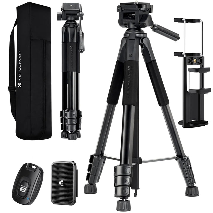 K&F CONCEPT Kamerastativ S254A3+BV01, Leichtes Stativ mit Tasche,172cm Handystativ,Tripod für Canon