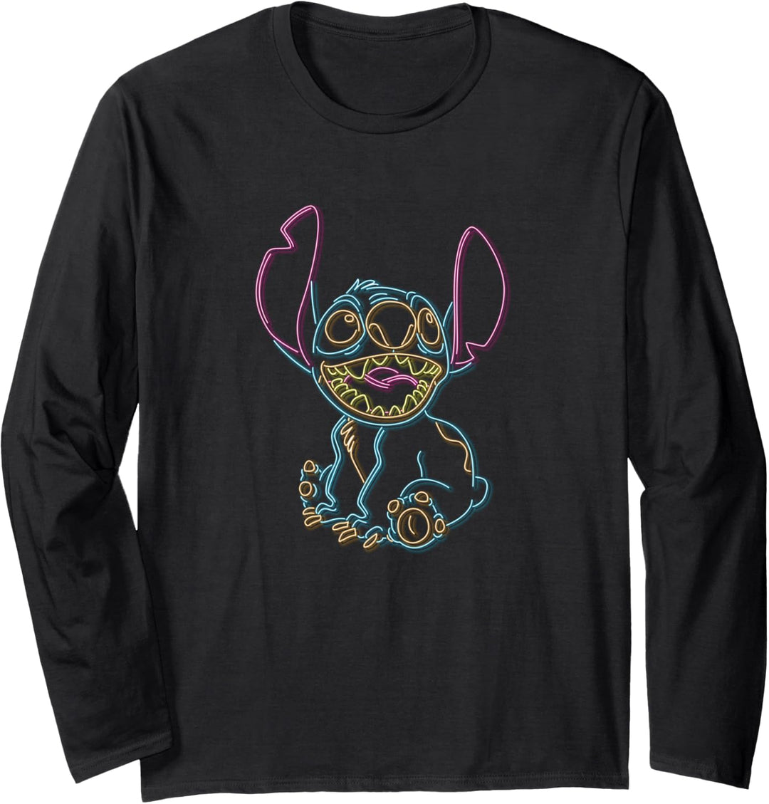 Disney Lilo & Stitch Neon Sign Outline Langarmshirt