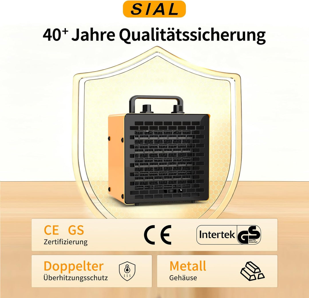 SIAL 2000W Industrie-PTC-Lüfterheizung, leistungsstarke geneigte Heizung, geeignet für Werkstatt, Ga