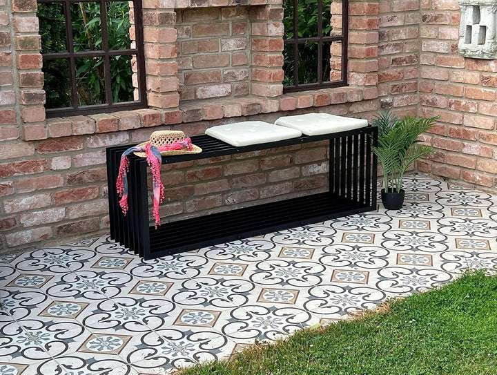 DanDiBo Gartenbank Metall Schwarz Wetterfest Massiv 150 cm Sitzbank Modern 96430 Parkbank Eisen Lame
