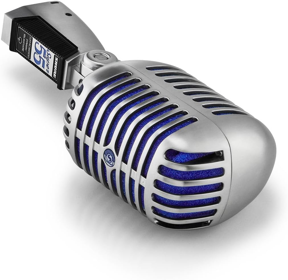 Shure Super 55 Deluxe Vocal Microfon - Vintage Supercardioid Dynamic Unidyne Mic, legendärer Look, k