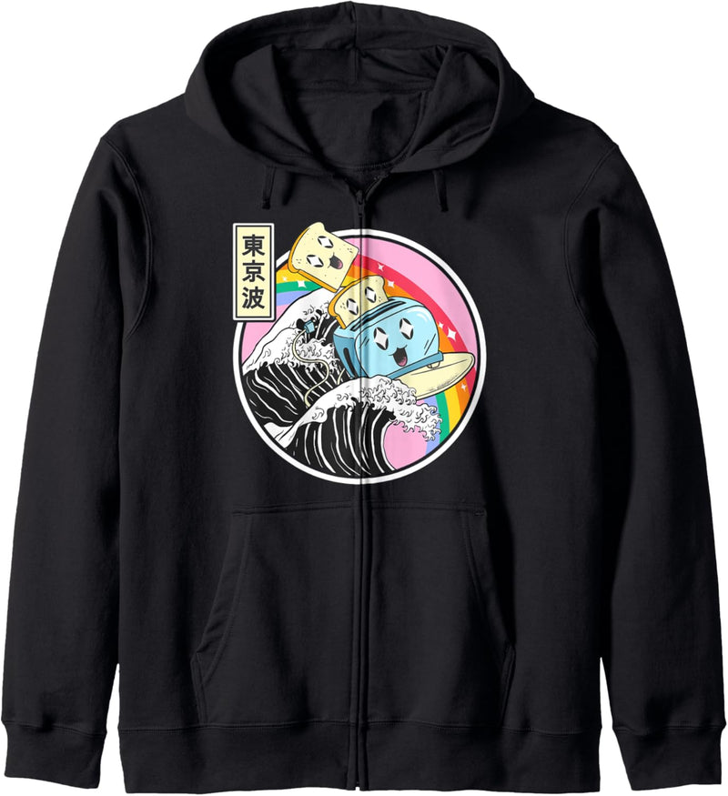 Happy Toaster Surfen Kanagawa Wave Rainbow Vaporwave Kawaii Kapuzenjacke